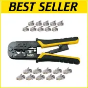 All-in-One Modular Crimper/Stripper Kit with RJ11/RJ45 Connectors - Yellow