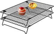 2PcsCake Cooling Rack,Cooling Rack Baking,Bread Cooling Rack,Stackable Cooling Rack,Carbon Steel Cooling Rack,Nonstick Cooling Rack for Baked Goods Black