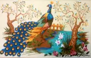 Needlepoint tapestry painted canvas C908 Peacock (24"x34") GobelinL