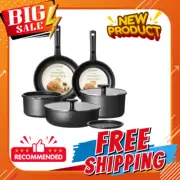 Nonstick Cookware Set with Detachable Handle, Induction Safe, Black