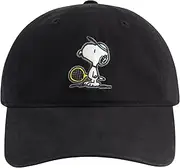 [Concept One] Peanuts Snoopy Tennis Dad Hat, Adult Cotton Baseball Cap with Curved Brim, Black, One Size, Khaki, One Size