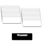 50 BLANK 1 X 3 WHITE/BLACK NAME BADGE KIT (A) TAGS 1/8" CORNERS PINS LABELS
