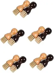 WRITWAA 5sets Mini Shoe Polish Brush Wooden Handle Gentle Bristles for Cleaning for Sneakers Boots 2pcs*5