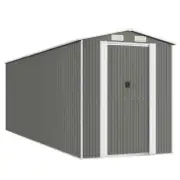 Garden Shed Outdoor Storage Tool Workshop Sheds Steel Light Grey 192x606x223cm