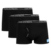 3 Boxer Briefs Mens Cotton Trunks Black - Frank and Beans Underwear