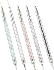 [Smukdoo] Nail Art Liner Brushes,5 Pcs Double Ended Dotting Tools Set,Manicure Drill Drawing Nails Brush,Nail Brush Pen for Nail Art