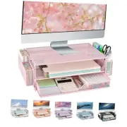 Computer Monitor Stands with Drawers and 2 Pen Holder, Desk Accessories &