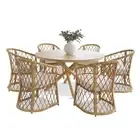 Bangalow Outdoor 1.4m Round Dining Table with 6 Chairs Setting