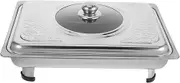 GRIRIW Stainless Steel Buffet Tray Food Tray for Restaurant Buffet Serving Platters Rectangular Chafing Dish Snacks Holder Plate Stainless Steel Silver