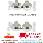 SILVER COOKER OVEN HOB CONTROL KNOB & ADAPTORS FOR BELLING NEW WORLD STOVES x 4