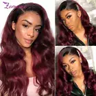 1B/99j Burgundy Lace Front Wig Body Wave Ombre HumanHair Wig LaceWig 4x4 Closure