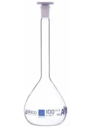 Eisco Volumetric Flask, 100mL - Boro Glass, PE Stopper, QR Code Marking for Cert