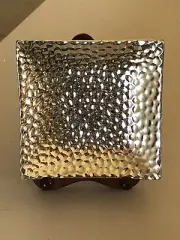 Z GALLERY ORE CANDLE PLATE LARGE SILVER TONE HAMMERED 6,6”
