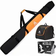 Ski & Boot Bag Combo Set Hsmihair 200CM Waterproof Padded Ski Bag With Adjustabl