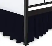 Ruffled Bed Skirt with Split Corners King Navy Blue 18inch Drop 100%Cotton 600TC