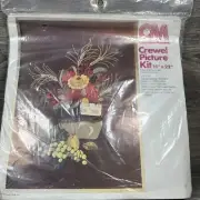 COLUMBIA-MINERVA VINTAGE CREWEL PICTURE KIT "Jug O' Flowers" 16"x22" NEW 7833