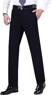 [Maiyifu-GJ] Men's Solid 4-Way Stretch Pant Straight Fit Flat Front Dress Pant Business Lightweight Ultra Slim Casual Pants