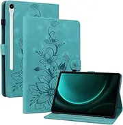 [KEFBWAO] Case for Samsung Galaxy Tab S9 FE 5G 10.9 Inch/Galaxy Tab S9 11 Inch 2023, Magnetic Clasp Stand Premium PU Leather Case with Pen Holder for Galaxy Tab S9 FE Case, Green