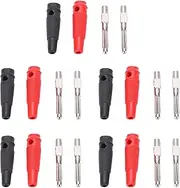Respicefinem 10Pcs 4mm 7Pin Stackable Banana Connector with Soft Sleeve Screw Tight for Speaker High Current 32A Voltage Black Red Pure Copper PVC Insulation