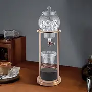 [FLYHERO] Iced Coffee Cold Brew Drip Tower Coffee Maker Ice Coffee Machine Cold Brew Dripper Iced Coffee Brewer Maker 8 cup (Gold)