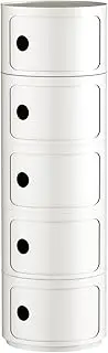 MIUZ Replica Componibili Round Storage Cabinet Bedside Table - 4 Sizes (Cream White, 5 Tier)