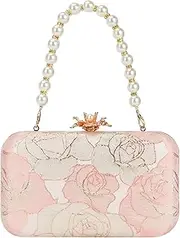 [DA BODAN] Womens Vintage Floral Beaded Sequin Tiny Clutch Embroidery Crossbody Evening Handbags for Wedding Party Prom