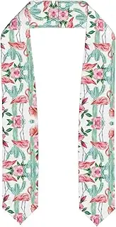 [SKKNT] Cactus Flamingo Rose Flowers Print Graduation Shawl Stole For Academic Commencements Honor Sash Congratulations Gift
