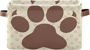 Brown Paw Beige Shelf Storage Basket, Collapsible Rectangle Cloth Bins