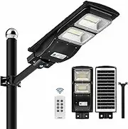 LANGY 60W Solar Street High Brightness Light 6000 Lumens,120 LED with Light Control,PIR Motion Sensor,Dusk to Dawn Security Led Flood Light