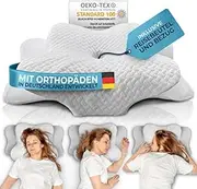 Glückstoff® Orthopaedic Pillow - Memory Foam Neck Support Pillow - Ergonomic Head Pillow Against Snoring & Back Pain - White - 40 x 60 cm