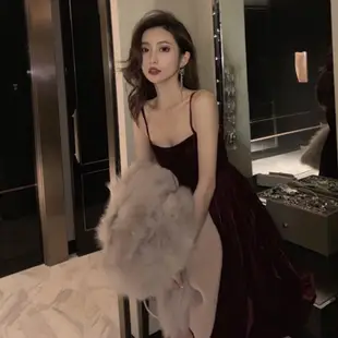 現貨🎀 Hanagirl 韓國 ✈東大門 小性感法式絲絨吊帶裙 無袖洋裝 E263