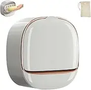 Luxury Soap Holder with Drain Tray, WallMounted Soap Box, Wall Mounted Drain SoapBox with Flip Lid for Bathroo, No-Punch Soap Box, Wall Mounted No Punching Soap Dish Holder (A)