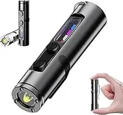 TacliteMini - The Ultimate Everyday Micro Tool, Rechargeable LED Magnetic Super Bright Tactical Flashlight High Lumens with Hat Clip, Waterproof, 3 Brightnes, Dual Light System (Black)