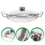 Pan with Lid Small Steel Frying Stainless Pot Skillet