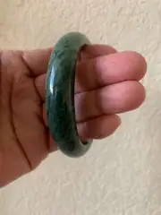 Elegant Dark Green Jade Bangle Bracelet Taiwanese Jade Nephrite Grade A 60 mm