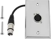 EMSea 11.4x7cm Stainless Steel Solderless XLR Wall Plate 1-Port XLR Wall Plate Female to Female Audio Wall Plate with 20CM Pigtail for Pro Audio Installation