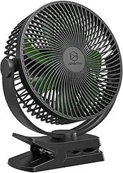 10000mAh Battery Operated Clip on Fan with 4 Speeds,8 Inch, Max 38 Hrs, Rechargeable Stroller Golf Cart Fans,Quiet, Include Hook for Camping,Strong Wind, Personal Desk Fan, USB Powered,Black
