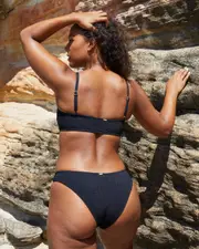 [Topanga] Topanga Women's Luna Shirred Classic Bikini Bottom in Black Size 10 10 Black