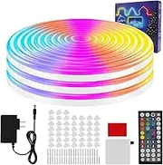 LED Neon Rope Lights, 24V Neon Rope Lights, High Safety Waterproof Advertising Neon Lamps, Easy to Install Soft and Bendable Neon Rope Lights Suitable for Decoration (15M)