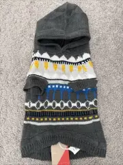 NEW Gap Dog Pet Argyle Hooded Sweater Gray White Yellow Holiday Winter Shirt S/M
