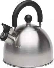Primula Stewart Whistling Stovetop Tea 1.5 Quarts, Brushed with Black Handle