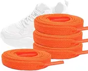 [WALWAL] 45" Flat Athletic Shoe Laces for Sneakers, Skate Shoes, Boots, Sport and Casual Wear 4 Pair Pack High Durability Stylish(Orange)
