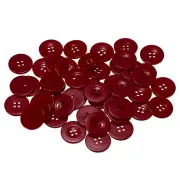 50pcs Resin Sewing Buttons 1" Round Flat 4-Hole Craft Buttons, Dark Red