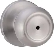 Amazon Basics Bedroom/Bathroom Door Knob With Lock, Coastal, 2.5-2.2 cm to 2.5-4.8 cm, Satin Nickel