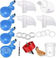 DIY Chicken Feeder,10 Pack Poultry Feeder and Waterer Set Rain Proof Gravity Feed Kit for Buckets, Barrels, Bins, Troughs,No Waste Automatic Chicken Feeders for Chick Duck Goose Turkey Bunny