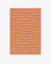 120' x 185' | Machine Washable Runner Rug | Kid & Pet Friendly | Indoor Rug | Maze Pink & Orange Tufted Rug | Ruggable