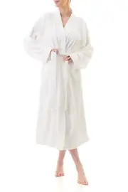 Ladies Givoni White Mid Cotton Towelling Wrap Dressing Gown Bath Robe (63)
