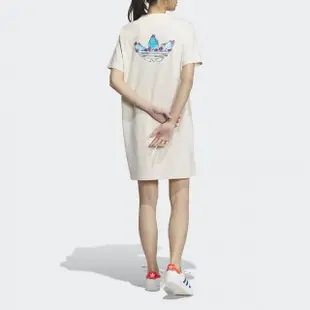 【adidas 愛迪達】洋裝 女款 運動洋裝 長版上衣 三葉草 亞規 白 IK8637