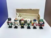 NOS Vintage Wooden Nutcracker Ornaments Multicolor Moving Jaw Christmas Decor