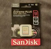 SanDisk Extreme Plus 32GB SD Card Class 10, V30, U3, SDHC 100MB/S